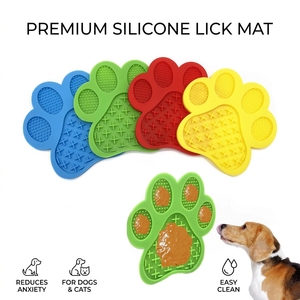 Portable Silicone Paw Shape <b>Suction</b> Pet Slow Feeder <b>Pad</b> -Leak Proof Outdoor Distraction Mats for Dogs - Product Image 1