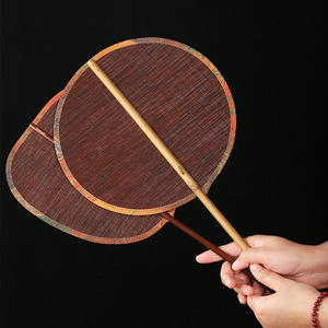 Handmade Bamboo Fan Satin Edge Round Manual Handheld Guizhou Crafted Portable Fan - Product Image 1