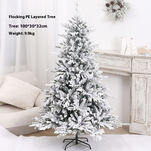 Décoration de Noël : Ensemble d'arbre de Noël en peluche blanche PE simulé et orné, idéal pour centres commerciaux et fêtes - Product Image 3