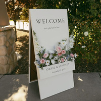 Panneau de bienvenue personnalisé pour mariage, fleurs, acrylique autoportant, décoration d'événement, support de bienvenue pour mariages et autres occasions