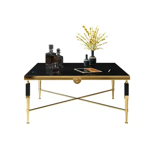 호화스러운 솔질된 황금 강철 현대 거실 가구 가정 용품 커피용 탁자