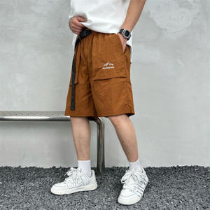 Plus Size Solid Casual Nylon Worsted <b>Men's</b> Elastic Waist Cargo Jogger <b>Shorts</b> with Digital Printing - Product Image 2