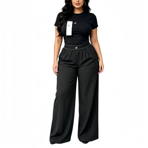 Nuovo Set Yoga Casual da Donna 2026 XX Luxury Brand Personalizzato AIL Estivo, Slim Fit, Maniche Corte, Pantaloni a Gamba Larga, Traspirante - Product Image 2