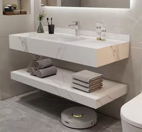 Desain Hotel Kabinet Dinding Kustom dari Batu Sinter Marmer dengan Wastafel Tunggal untuk Proyek Konstruksi