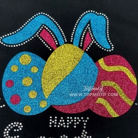 Motifs de Pâques Hot Fix Strass Imprimable Vinyle Transfert de Chaleur Applique Oeufs Chanceux Lapin pour Hoodies Vêtement Chemise