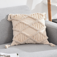 Housse de coussin décorative bohème chic, tissée à la main, brodée, vintage, anti-acariens
