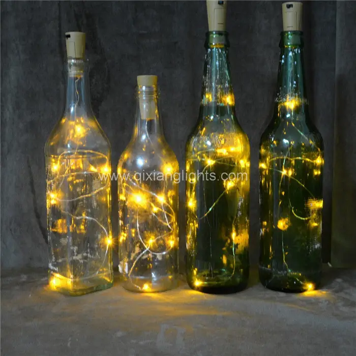 Luz alimentada por bateria para garrafa de vinho, faça você mesmo, com rolha, fio de cobre led, decoração, varal de natal