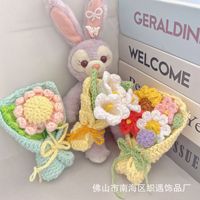 Crochet fait main Mini bouquet de fleurs porte-clés mignon en peluche porte-clés pour sac décoration Unique porte-clés jouets