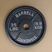 Disque de musculation standard en fonte peinte, couleur noire, double indication de poids LBS KGS, 1.25lb 2.5lb 5lb 10lb 25lb 35lb 45lb 100lb