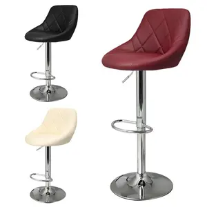 Counter Swivel Chrome Bar Stools Office Leather Cushion Seat Adjustable Chair Modern Metal Leg Living Room Dining Room Bar Chair