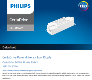 ไดรเวอร์ไฟ LED แบบ AC-DC ยี่ห้อ PHILIPS CertaDrive รุ่นพลาสติก กำลังไฟ 20W-42W สำหรับไฟดาวน์ไลท์ ไฟสปอตไลท์ และไฟแผง - Product Image 5