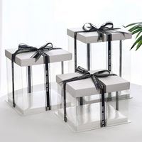 Boîte d'emballage pour gâteau de mariage haut de gamme en gros, boîte à gâteau transparente de 6 pouces