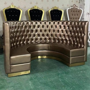 Barato moderno luz lujo cenar restaurantes diseño cuero botón medio círculo curvado restaurante redondo sofá cabinas asientos para <span class=keywords><strong>sal</strong></span> - Product Image 1
