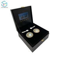 Boîte vidéo d'affichage de cadeau de caviar de luxe noir personnalisé avec écran lcd