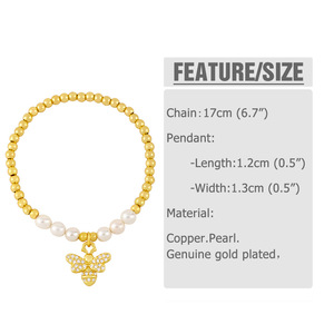 Pulsera de Perlas con Forma de Corazón de Durazno y Abeja Nueva Colección SC <span class=keywords><strong>2022</strong></span>, Pulsera de Cuentas con Diseño Personalizado de Mariquita, Pulsera Elástica con Dije de Árbol de la Vida para Mujer - Product Image 2
