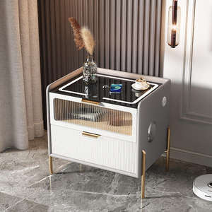 Modern Solid Wood <b>Smart</b> <b>Nightstand</b> with 2 Drawers-Luxury Minimalist Durable Bedroom Furniture for Apartment Living Room - Product Image 6