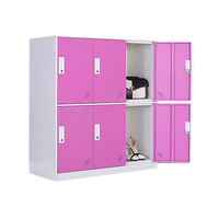 Mini-casier de rangement en métal pour étudiants, en acier bleu, avec 6 portes