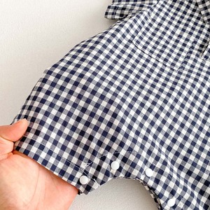 Nuovo Body a Quadri per Neonati, Tutina Estiva in Puro Cotone con Colletto a Polo e Maniche Corte - Product Image 3