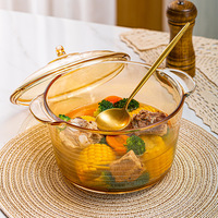 Nouvelle cocotte en verre transparente ambrée avec deux poignées, pour ragoût au four, accessoires de cuisine, pot à soupe, ustensile de cuisson