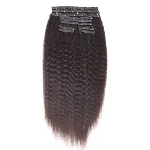 Grampos para extensão de cabelo, 100% premium pu sem costura extensão de cabelo, presilhas de cabelo virgem reto