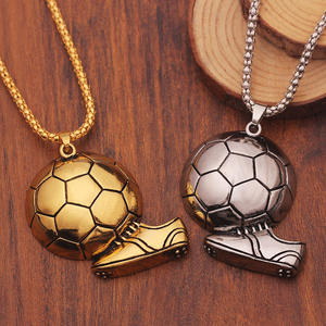 Charme de bijoux en forme de ballon de sport couleur or, collier de football, pendentif hémisphérique, baskets punk, souvenir, homme, garçon, jeu fou - Product Image 5