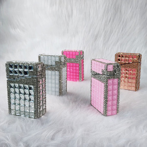 Boîte à cigarettes automatique en alliage d'aluminium, 20 emplacements, <span class=keywords><strong>luxe</strong></span>, fine, décorée de cristaux scintillants, étui à cigarettes pour femmes - Product Image 2