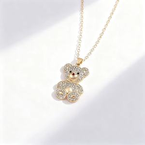 <span class=keywords><strong>Hotsale</strong></span> collar de moda para niños con gran oso de peluche colgante de cobre chapado en oro cadena de eslabones de acero inoxidable joyería de moda - Product Image 2