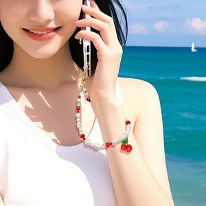 Cinturino per telefono con catena portachiavi da donna con cinturino da polso <span class=keywords><strong>gioielli</strong></span> con perline per telefono cellulare - Product Image 3