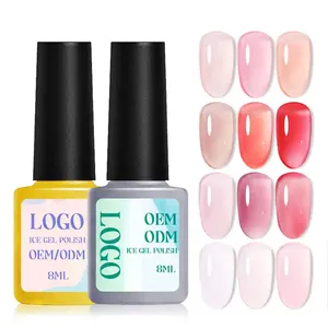 Nhãn hiệu riêng Nail Polish Gel Ice thông qua phong cách Nail Art băng giá Nude Jelly Gel đánh bóng