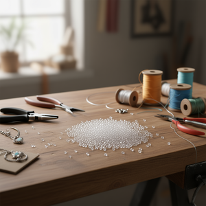 Ilan Abalorios Perline Biconiche Sfaccettate Trasparenti 8mm 15g Bianche - Product Image 3