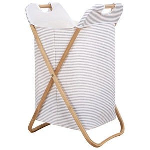 <b>Foldable</b> Laundry <b>Basket</b> Oxford Cloth Rectangle Standing Type Bedroom Clothing Organizer Beige - Product Image 4