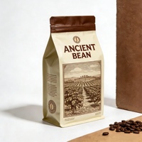 Sachet de café personnalisé imprimé, refermable avec fermeture éclair, pour emballage alimentaire, en plastique, pour café d'origine unique de plantation, 500g