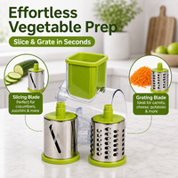 Râpe à légumes rotative avec 2 lames rotatives en acier inoxydable, râpe à fromage, trancheuse à légumes, déchiqueteuse, presse-agrumes