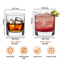 Verre à whisky à fond épais de 303 ml en gros, verre à whisky à l'ancienne de 10 oz et 7 oz pour bar, usage domestique, logo personnalisé