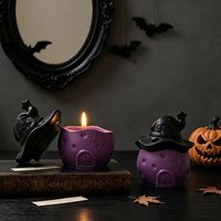 Cetakan Silikon Topi Penyihir Halloween, Lilin, Wadah Aromaterapi, Pot Tanaman, Cetakan Plester Motif Jaring Laba-laba