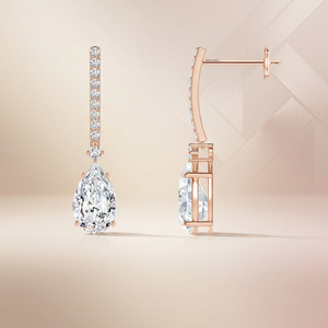 Pendientes Clásicos con Diamantes Cultivados en Laboratorio con Corte de Pera, Oro de 10K, 14K, 18K, Plata de Ley 925, 935, Regalo para Bodas y Fiestas - Product Image 1