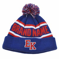 Bonnets d'hiver personnalisés en jacquard avec logo bordeaux et pompon, bonnets à revers personnalisés avec broderie 3D de lettres, bonnets chauds unisexes