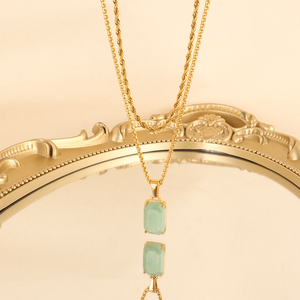 Hip hop thép không gỉ mã não đen đá Mặt dây chuyền dây chuyền Punk đá quý Mặt dây chuyền hai lớp Vòng cổ cho nam giới - Product Image 3