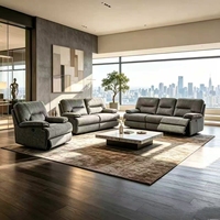 Canapé en cuir inclinable manuel 3 places de style moderne Frank Furniture, ensemble de canapés classiques arabes inclinables en tissu pour salon