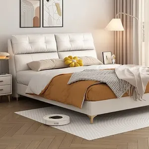 2024 New Products simple Leather double bed in Small-sized apartment king size bed 1-2people