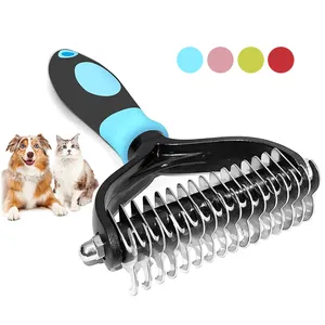 Profession elle Pet Desh edding Brush 2-seitige Dematting Dog Comb Katzen bürste Rake Puppy Groom ing Tools Under coat Shedding Flying Hair