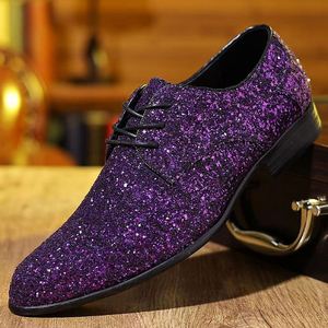Chaussures Homme Imperméables Antidérapantes à Enfiler, Dessus en PU, Mocassins Habillés Scintillants avec Strass, Confortables pour Mariage, Affaires et Soirées - Product Image 4