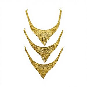 Collar de Oro Sólido de 22K para Novia India, Conjunto de Gargantilla Rani Haar, Mangalsutra Tradicional, Cadena de Eslabones Figaro, Joyería de Oro de Dubái - Product Image 1