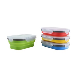 Boîte à lunch pliable en silicone portable avec couvercle, capacité de 301 à 500 ml, design rectangulaire minimaliste moderne pour les voyages en plein air - Product Image 1