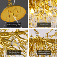 G9 personnalisé or aluminium salle à manger salon lustre d'escalier de luxe lustre en cristal lampe suspendue éclairage