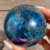 Sphère d'apatite bleue naturelle, guérison par le Reiki, boule de cristal polie sculptée à la main, sphère de pierre précieuse pour la décoration de la maison