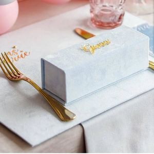 Unique Packaging Magnetic Suede <strong>Boxes</strong> Royal and Elegant Customized Gold Foil logo <strong>Wedding</strong> Velvet <strong>Gift</strong> Box with Silk Ribbon - Product Image 4