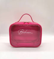 Pochette de maquillage transparente personnalisée, étanche, avec fenêtre, sac de toilette de voyage, PVC transparent avec cuir PU, sac de maquillage cosmétique