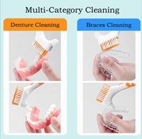 Brosse de nettoyage pour brosse à dents, brosse de nettoyage pour fausses dents, brosse à prothèses dentaires double face, certification CE, poignée antidérapante, matériau PVC