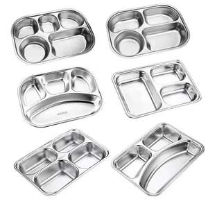 Vente directe d'usine professeur d'école étudiant grande boîte à lunch à 5 compartiments plateau de restauration rapide en acier inoxydable - Product Image 6